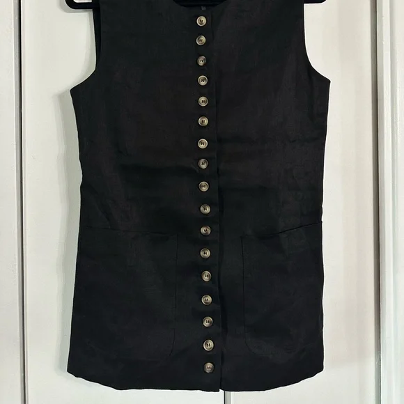 DISSH Black Sleeveless Button-Up Top Linen - Picture 6 of 11